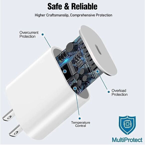 20W USB-C Charger With 6.6 FT C-C Cable for iPad - Picture 5 of 7